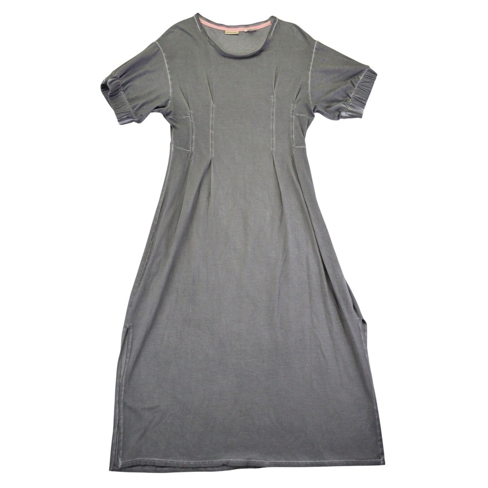 HOLDING HORSES Anthro Gray‎ Tencel Cotton Maxi Dress Short Sleeve Side Slits XS